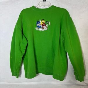 Vintage M&M Green Sweatshirt Boxy‎ Crewneck Size Small Embroidered Characters
